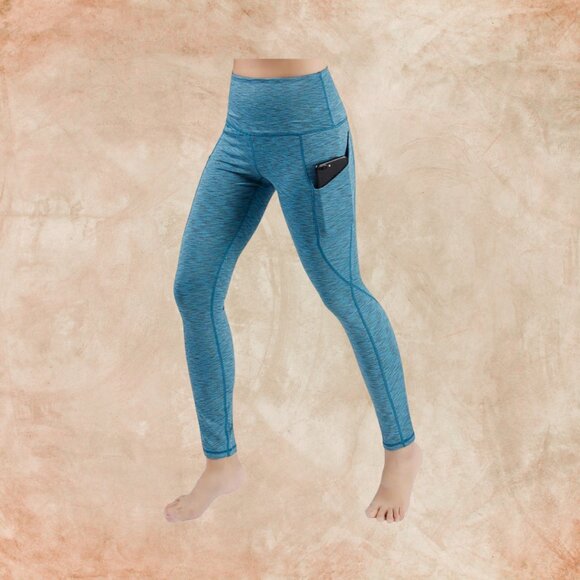 ODODOS High-Waisted Yoga Leggings – SpaceDye Blue (L) - Picture 8 of 8